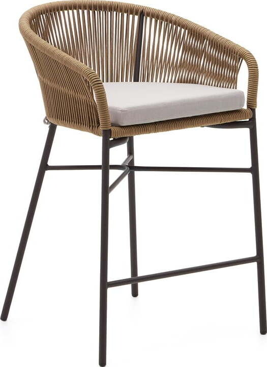 Béžová kovová/polstrovaná zahradní barová židle Yanet – Kave Home