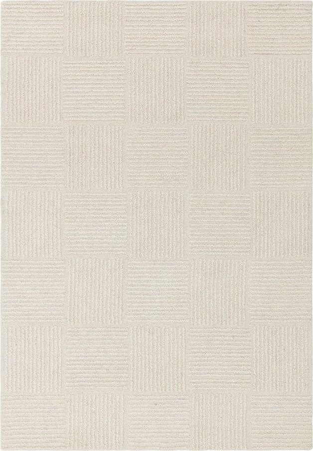 Slonovinový ručně tkaný vlněný koberec 120x170 cm Zennith Grid – Asiatic Carpets