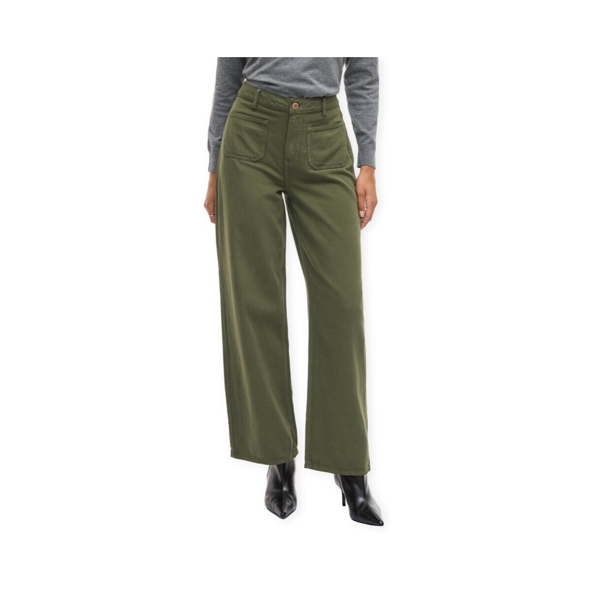 Vila  Cazo Wide Trousers - Deep Depth  Zelená