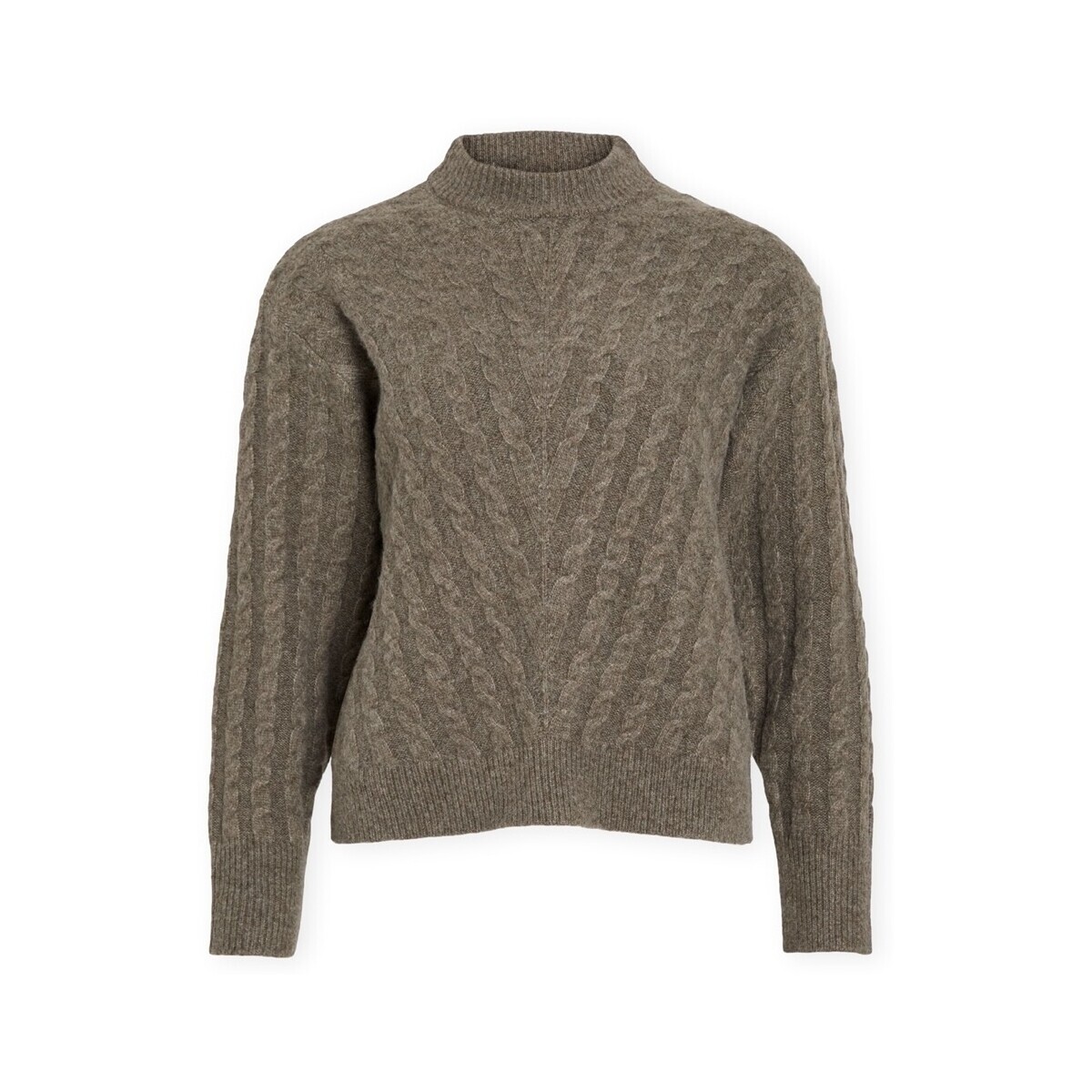 Vila  Relli Highneck Knit - Falcon  Hnědá