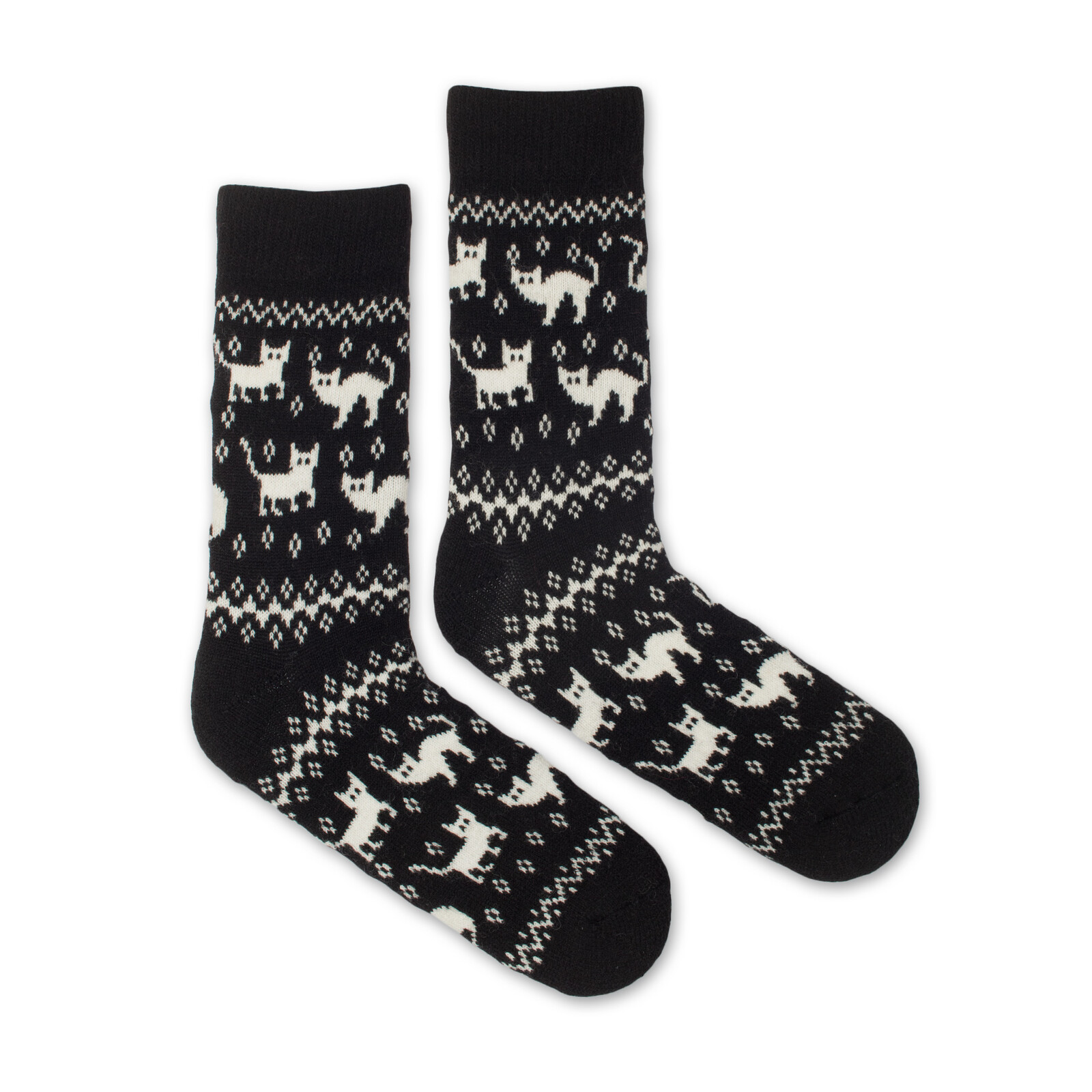 Vlněné ponožky Vlnáč Kočky tmavé