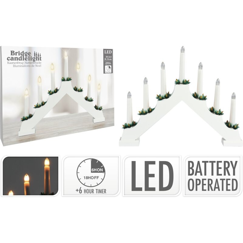 HOMESTYLING Vánoční dekorace LED svícen 7 svíček bílá KO-AX8000160