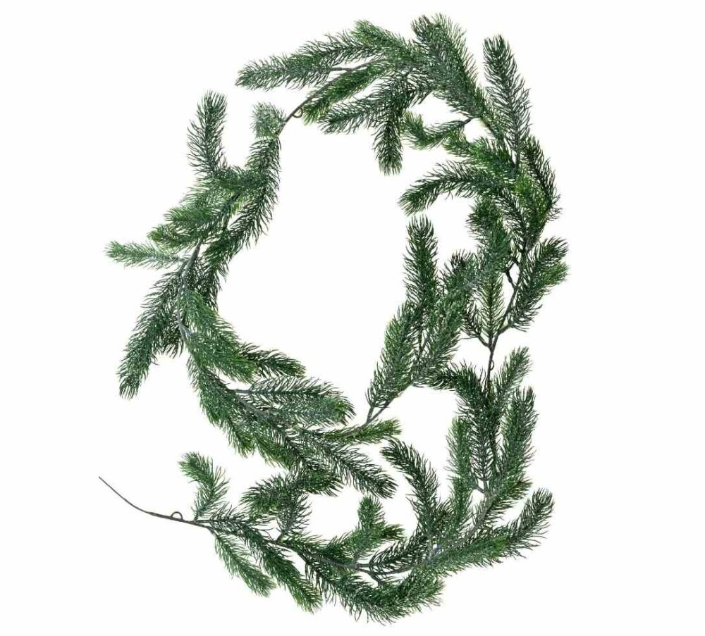 HOMESTYLING Vánoční dekorace girlanda borovice 180 cm matná zelená s jinovatkou KO-317910290sneh