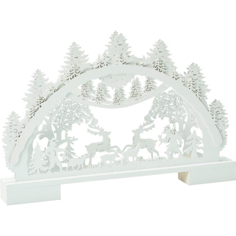 HOMESTYLING Vánoční dekorace s LED osvětlením 41 cm bílá s jeleny KO-GML001020jele