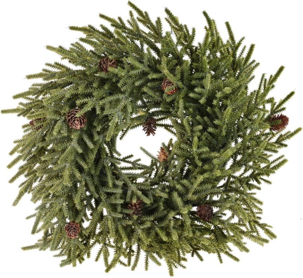 HOMESTYLING Vánoční věnec na dveře či stůl 40 cm přírodní zelená s jinovatkou KO-317910430sneh