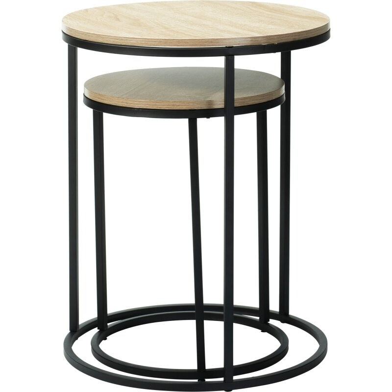 H & S COLLECTION Odkládací stolek sada 2 ks černá/dřevo 40+50 cm KO-KR8200400