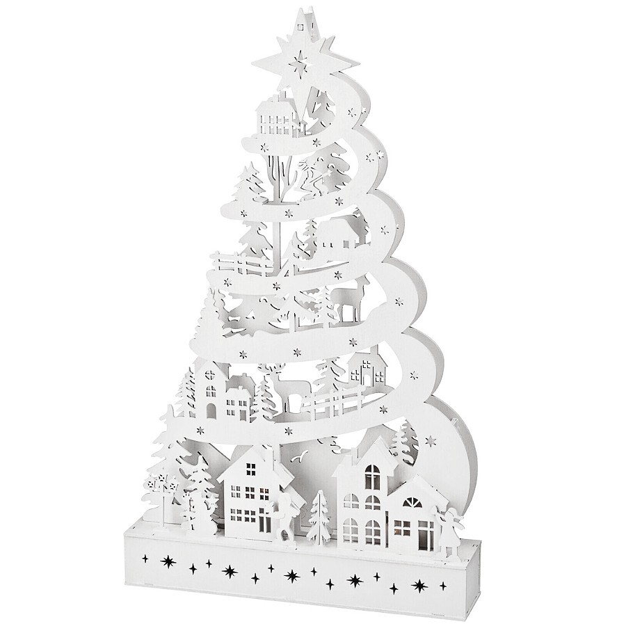 HOMESTYLING Vánoční dekorace stromek s LED osvětlením 45 cm bílý KO-AX5350620