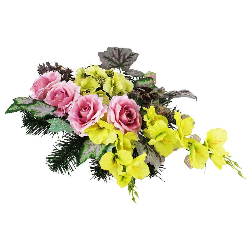 Květinové aranžmá v míse se 6 květy 35x36cm 443849