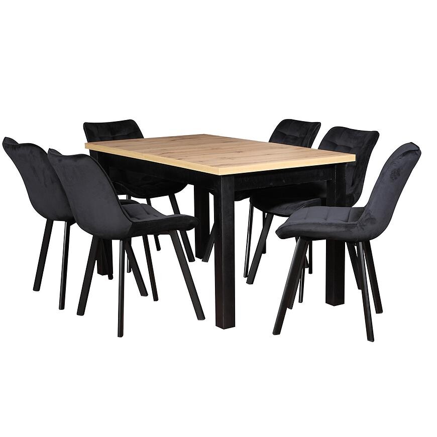 Jídelní set Mira 2 1+6 ST58 140x80+40 artisan/černá W174 černá