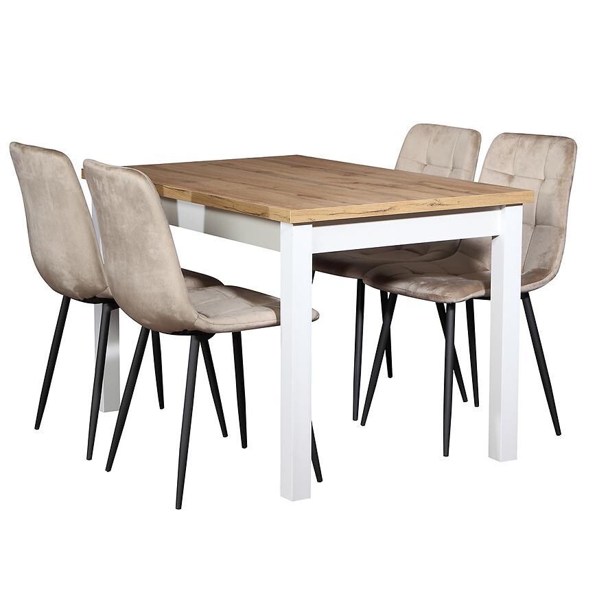 Jídelní set Fred 1+4 120x80 artisan/bílá W168 béžová