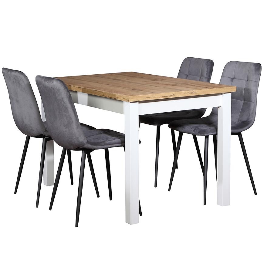 Jídelní set Fred 1+4 120x80 artisan/bílá W168 popelavě šedá