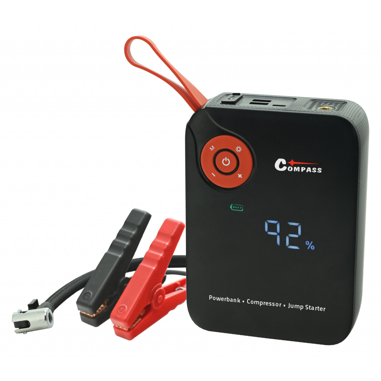 Kompresor Compass Aku Digital Jump Starter s powerbankou 7200mAh 600A - černá-červená