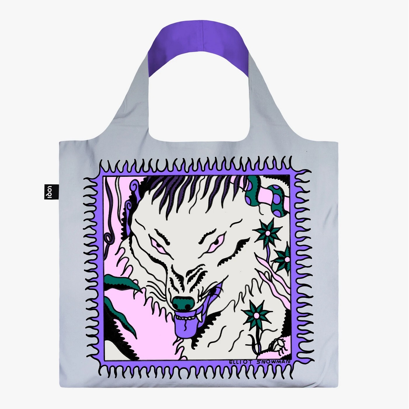 Reflexní nákupní taška LOQI ELLIOT SNOWMAN Wolf Reflective