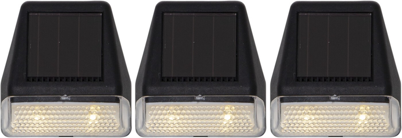 Solární nástěnné LED osvětlení se senzorem 3 ks Star Trading Wally - černé