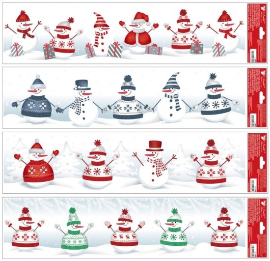 Anděl Vánoční okenní fólie - pruh -  Sněhuláci - 64 x15 cm - 299