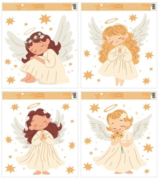 Vánoční okenní fólie - Andělé - 30 x 33,5 cm - 294