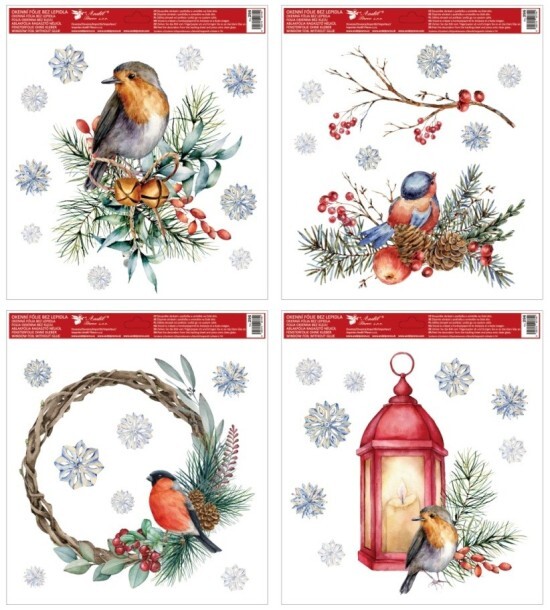 Anděl Vánoční okenní fólie - Ptáci - 30 x 33,5 cm - 296