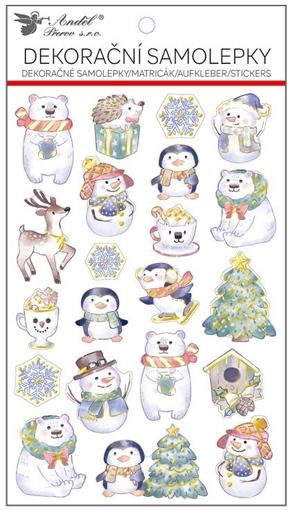 Anděl Vánoční samolepky s ražbou - Tučňáci - 25 x 14,5 cm - 10717