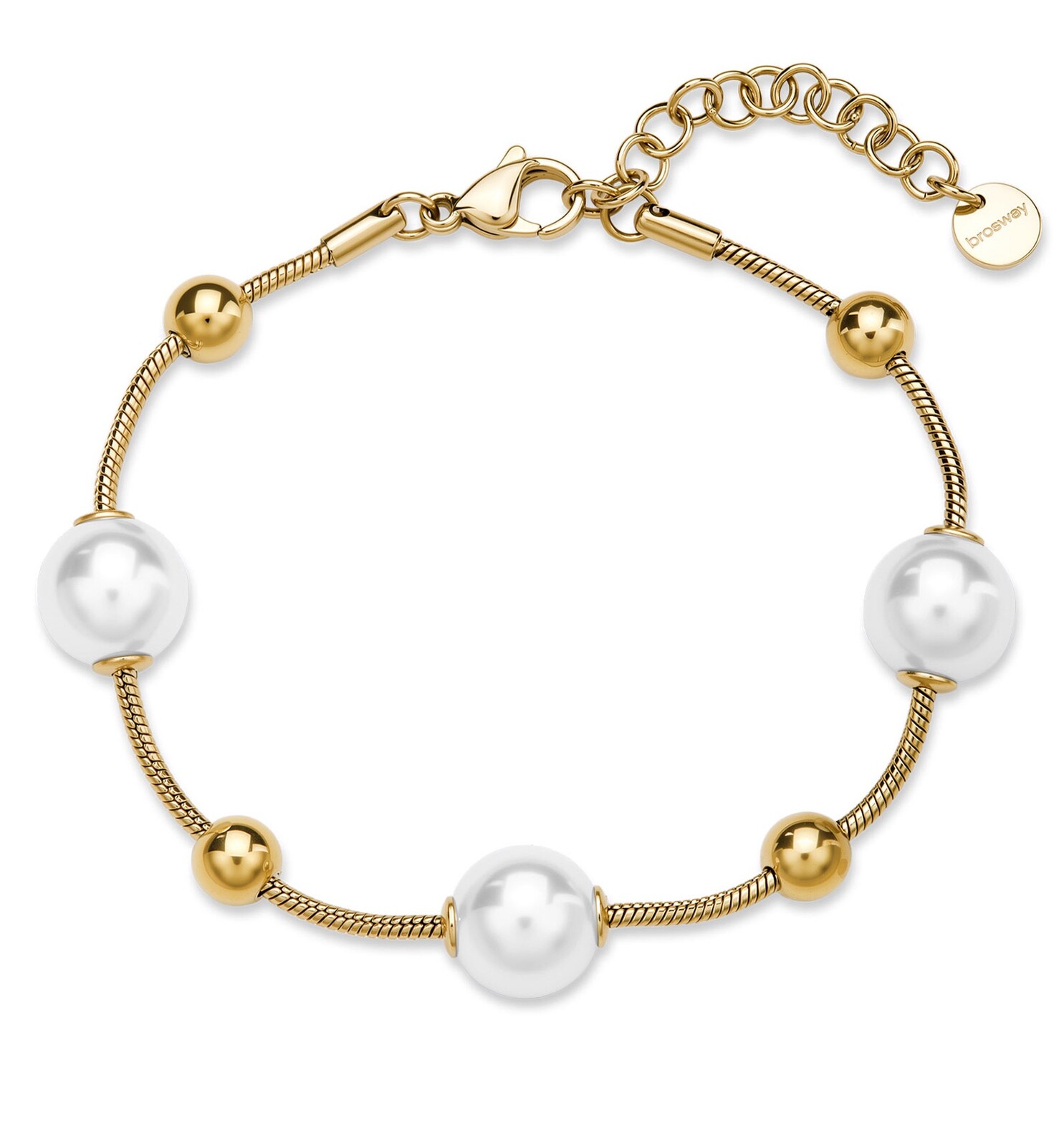 Brosway Dámský pozlacený náramek s umělými perlami Perfect BPC57