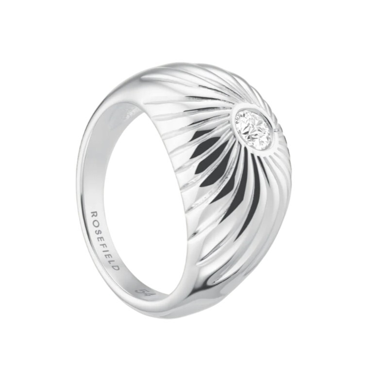 Rosefield Luxusní ocelový prsten s krystaly Solitaire JRBT 52 mm