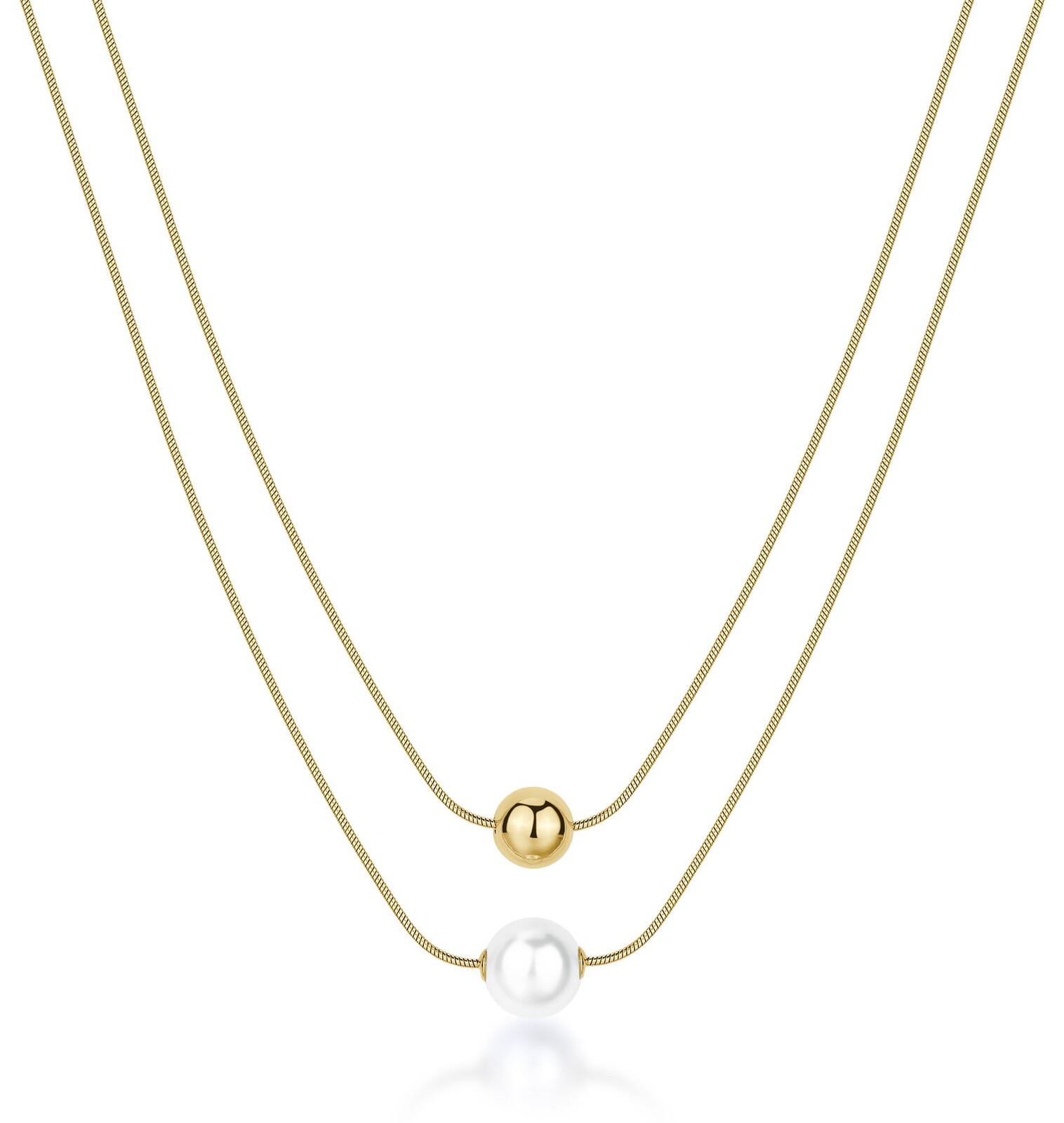 Brosway Dvojitý pozlacený náhrdelník s umělou perlou Perfect BPC47
