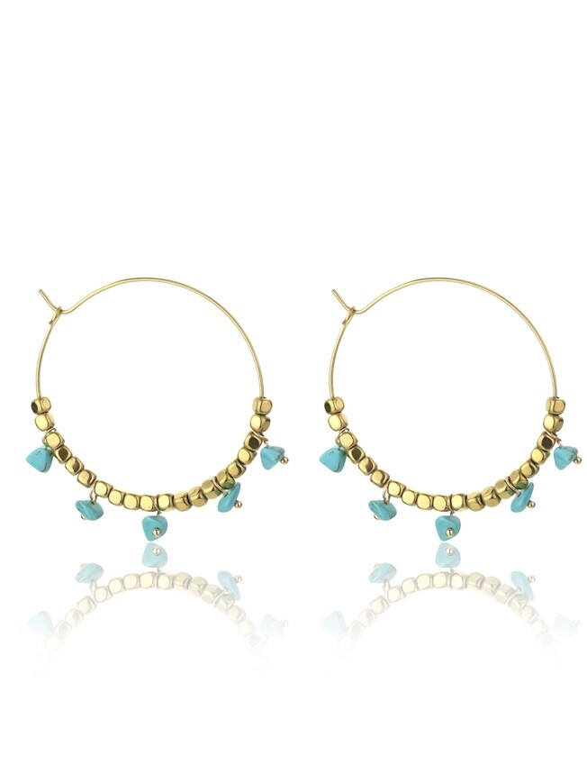 Emily Westwood Pozlacené náušnice kruhy s tyrkysem Eden EWE23042G