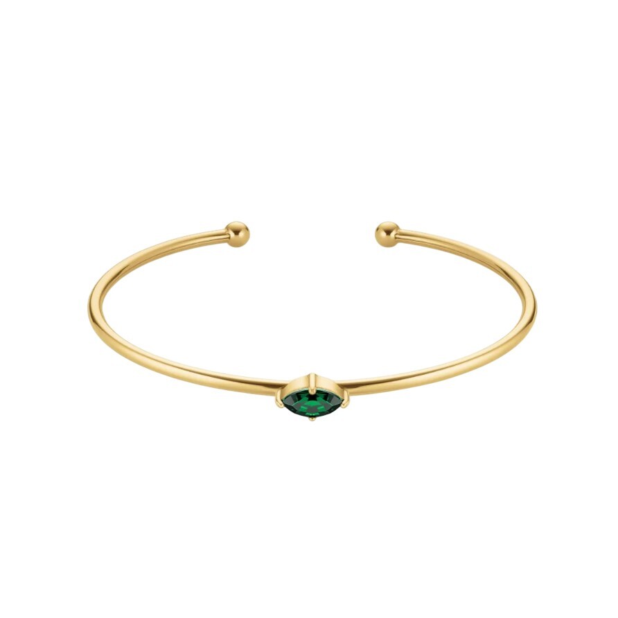 Rosefield Otevřený pevný náramek s zeleným Swarovski krystalem JBEMG-J1242