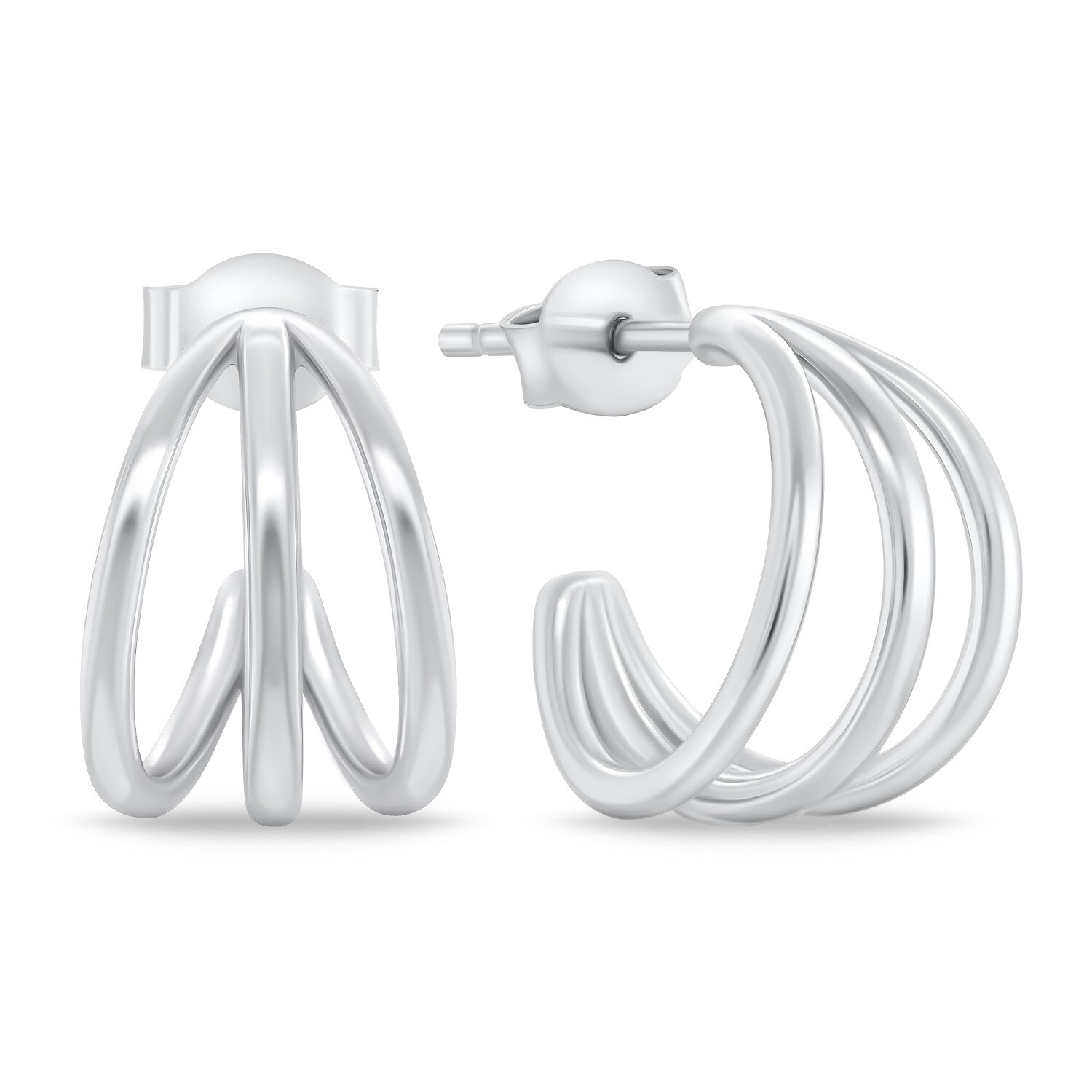 Brilio Silver Módní stříbrné kruhové náušnice EA877W