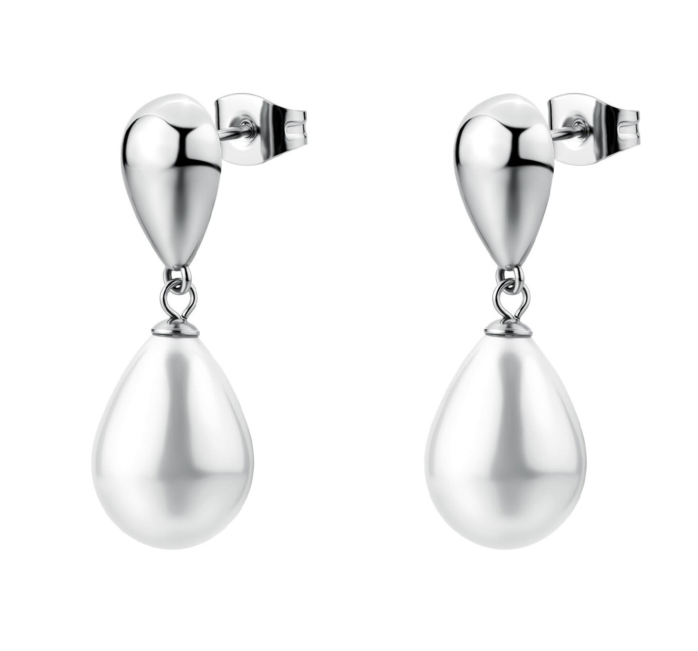 Brosway Visací ocelové náušnice se syntetickou perlou Perfect BPC74