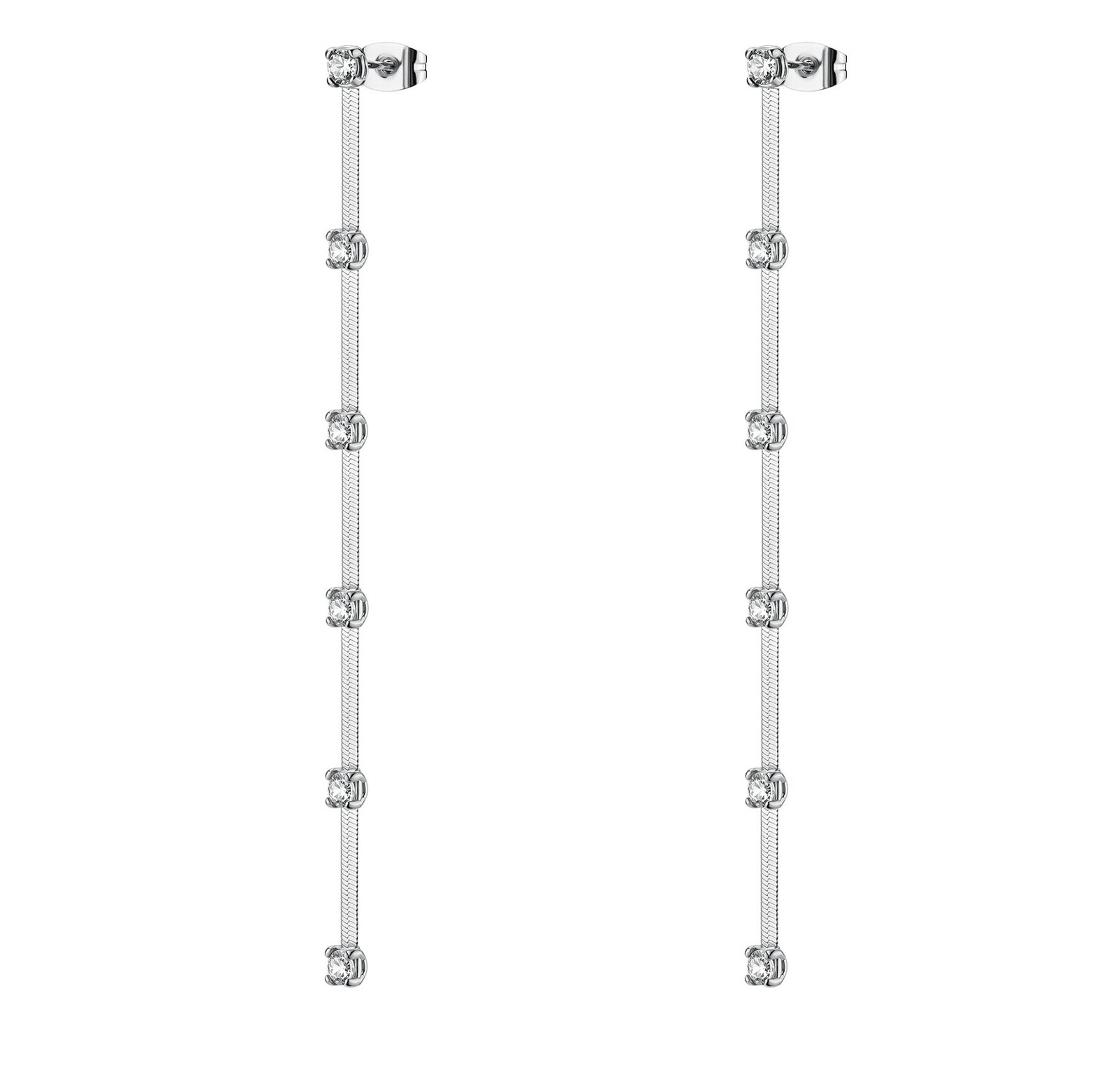 Brosway Dlouhé ocelové náušnice s čirými zirkony Dreaming BIG25