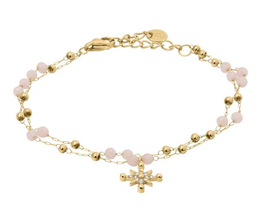 Pierre Lannier Dvojitý pozlacený náramek s korálky Australe BJ22A1251