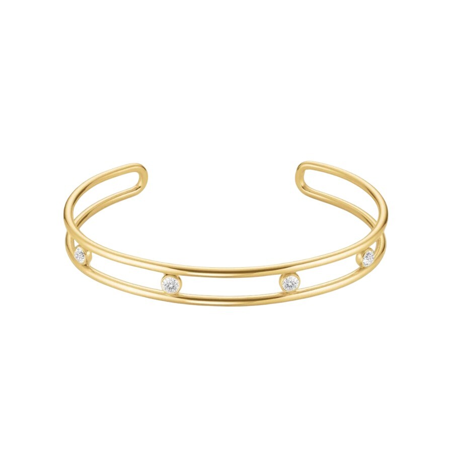 Rosefield Otevřený pevný náramek s čirými krystaly JB4CG-J1174