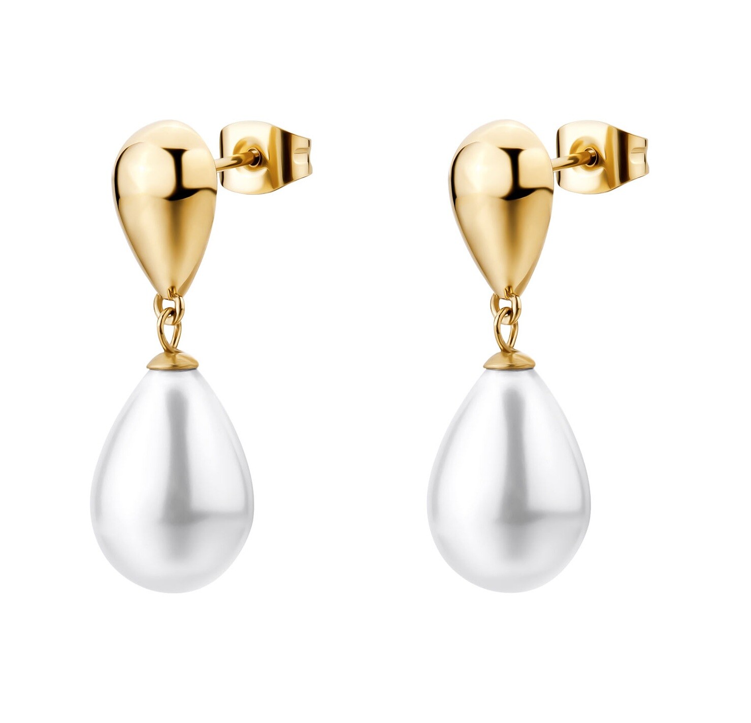 Brosway Visací pozlacené náušnice se syntetickou perlou Perfect BPC75