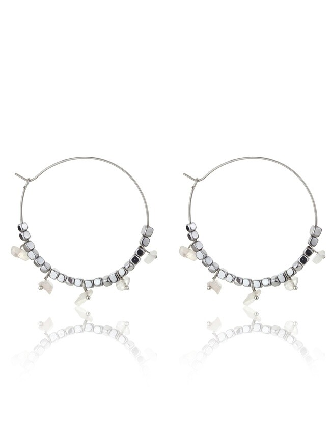 Emily Westwood Ocelové náušnice kruhy s růženínem Eden EWE23040S