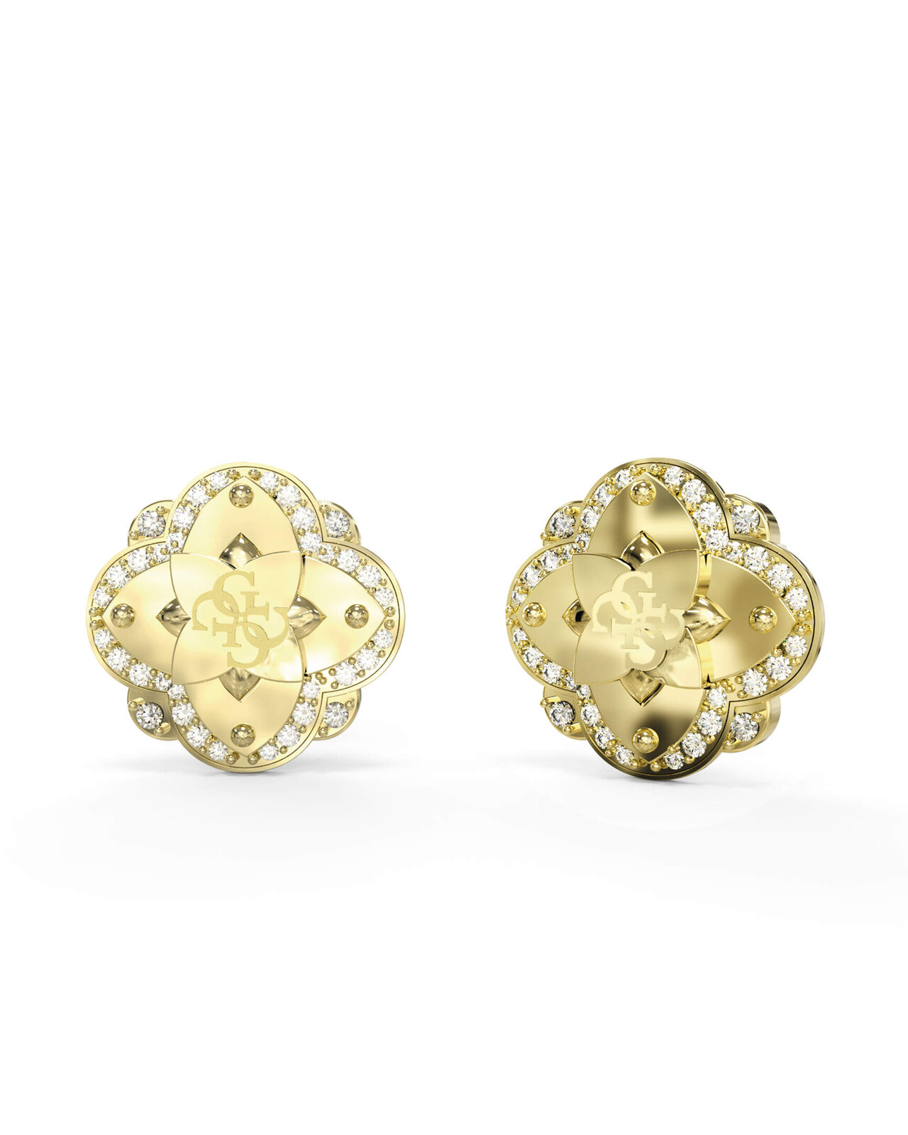 Guess Něžné pozlacené náušnice s čirými krystaly Wild Flower JUBE05510JWYGT/U