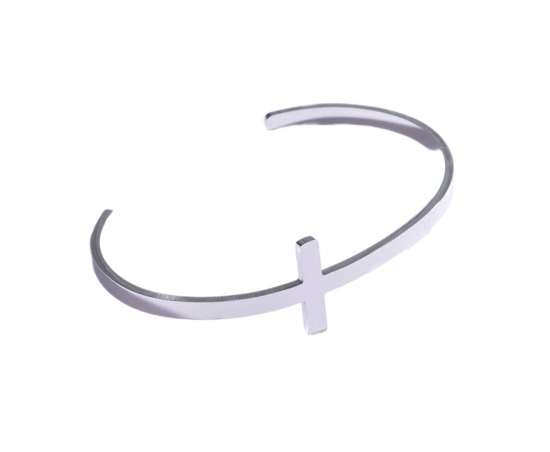 Marc Malone Pánský otevřený náramek s křížkem MCGB5004S