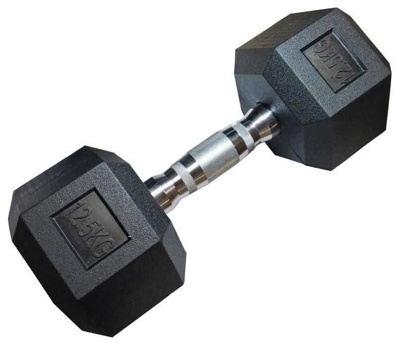 Kubisport Jednoruční šestihranná HEX činka 12,5 kg pogumovaná