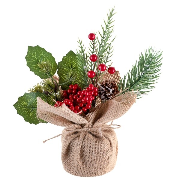 Dekorace přírodní v jutě 8x25 cm