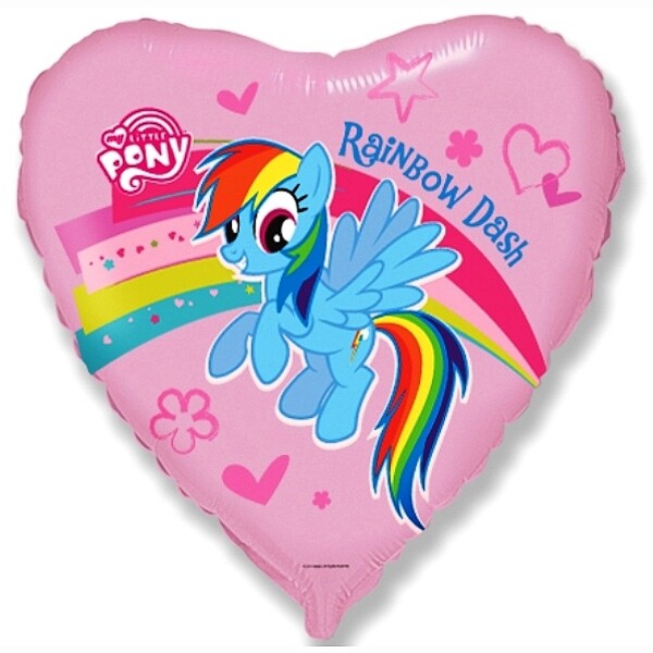 Balónek fóliový Pony s duhou