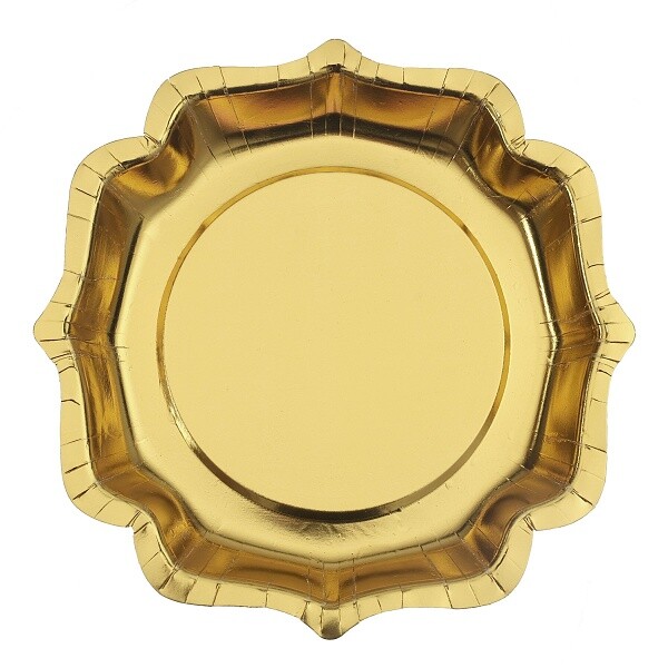 Talíře papírové metalické zlaté 27 cm