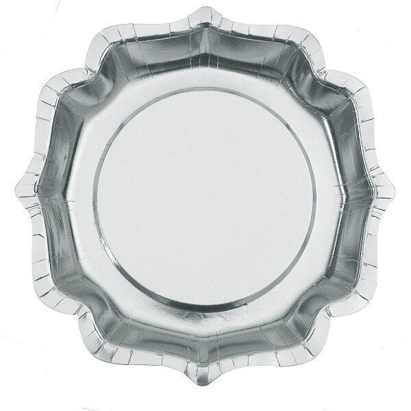 Talíře metalické stříbrné 21 cm