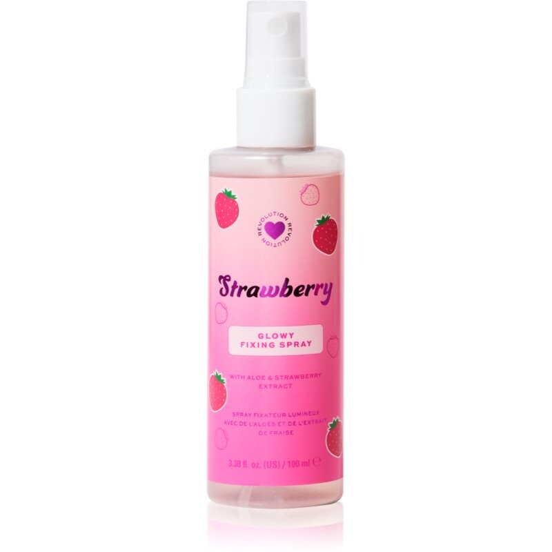 I Heart Revolution Strawberry Glow Fixing Spray rozjasňující fixační sprej odstín Strawberry 100 ml