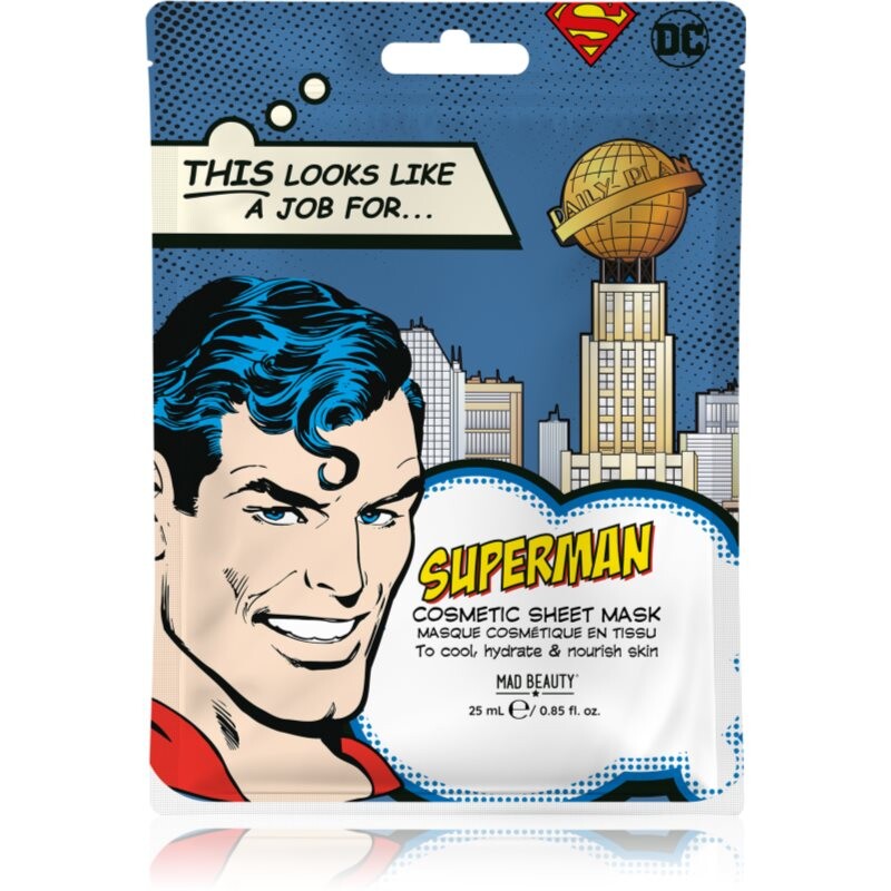 Mad Beauty DC Superman plátýnková maska s kyselinou hyaluronovou 25 ml