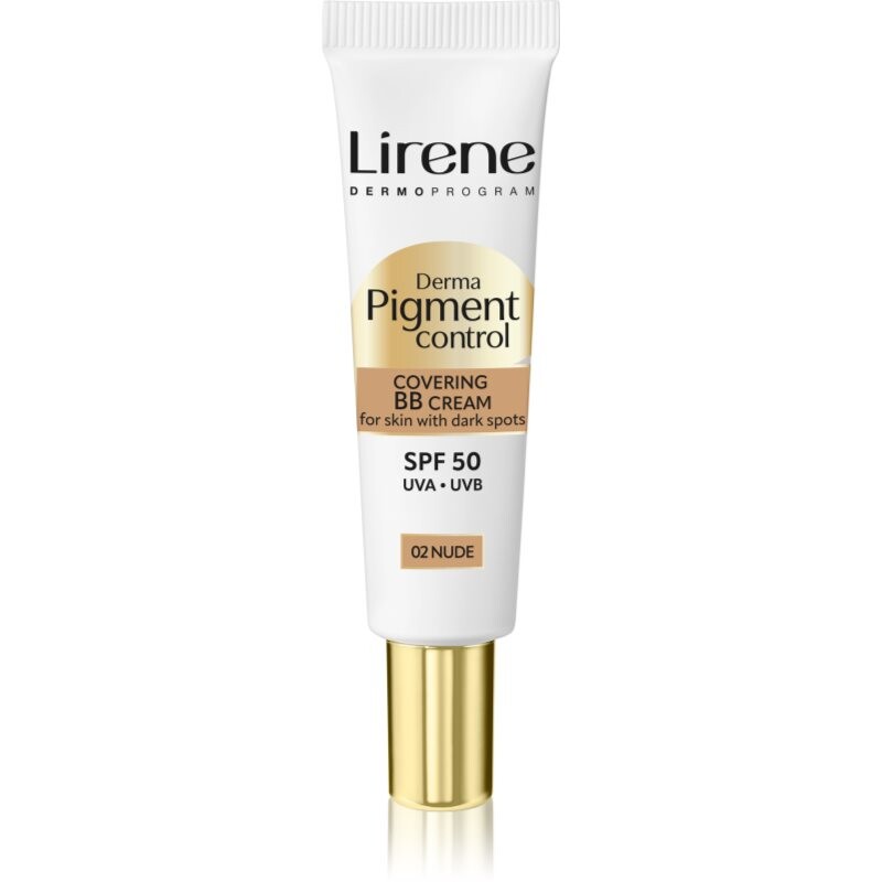 Lirene Derma Pigment Control Covering BB Cream SPF 50 rozjasňující BB krém proti pigmentovým skvrnám odstín 02 Nude 30 ml