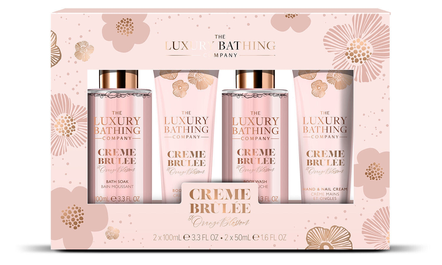 The Luxury Bathing Company Dárková sada tělové péče Creme brulée, Pomerančový květ & Vanilka 4 ks