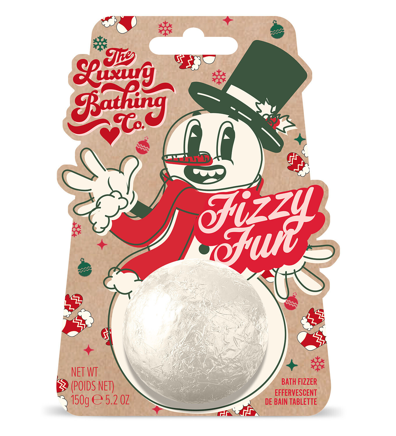 The Luxury Bathing Company Šumivá koule do koupele Vánoční cukrovinky, Kakao & Vanilka (Bath Fizzer) 150 g