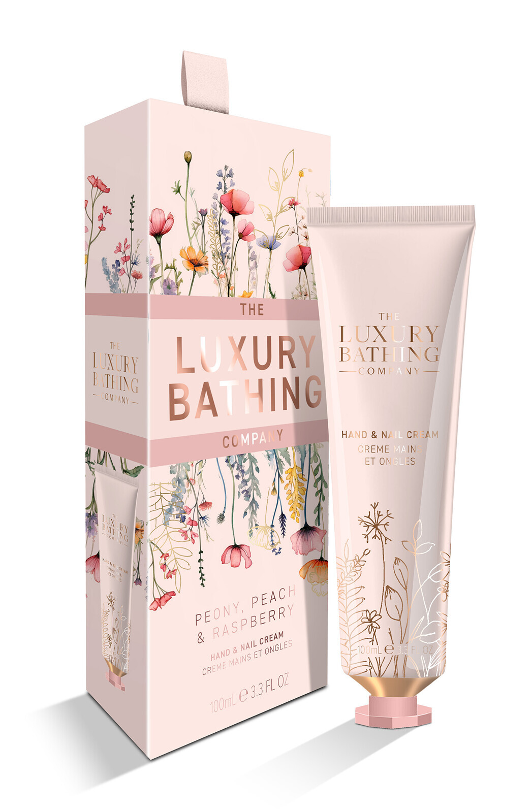 The Luxury Bathing Company Pečující krém na ruce Pivoňka, Broskev & Malina (Hand & Nail Cream) 100 ml