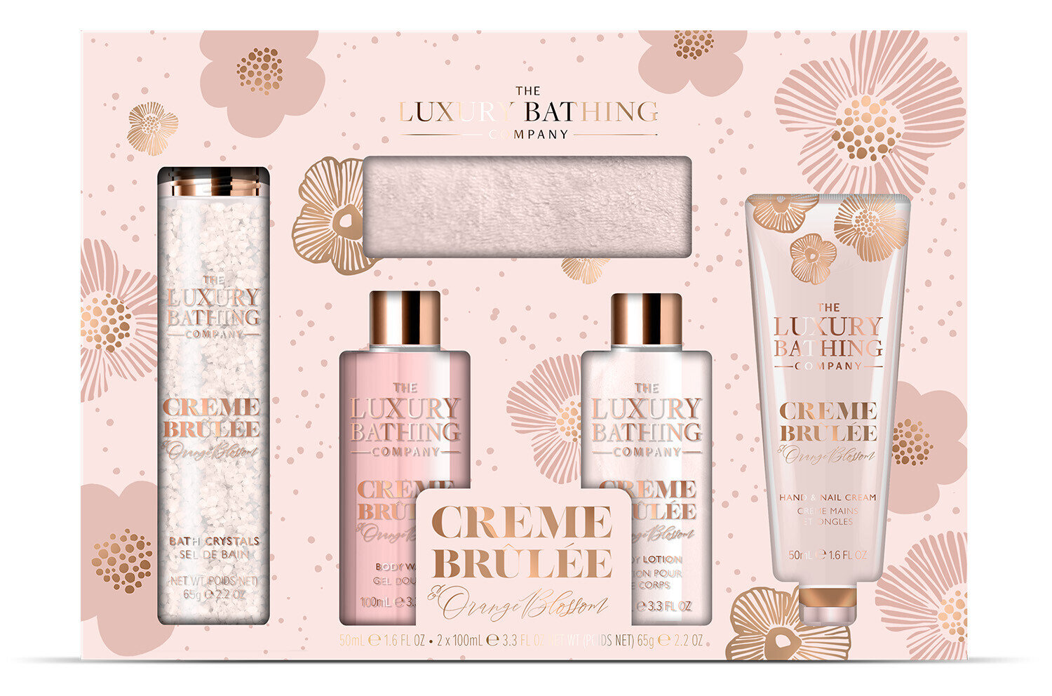 The Luxury Bathing Company Dárková sada péče o tělo Creme brulée, Pomerančový květ & Vanilka 5 ks