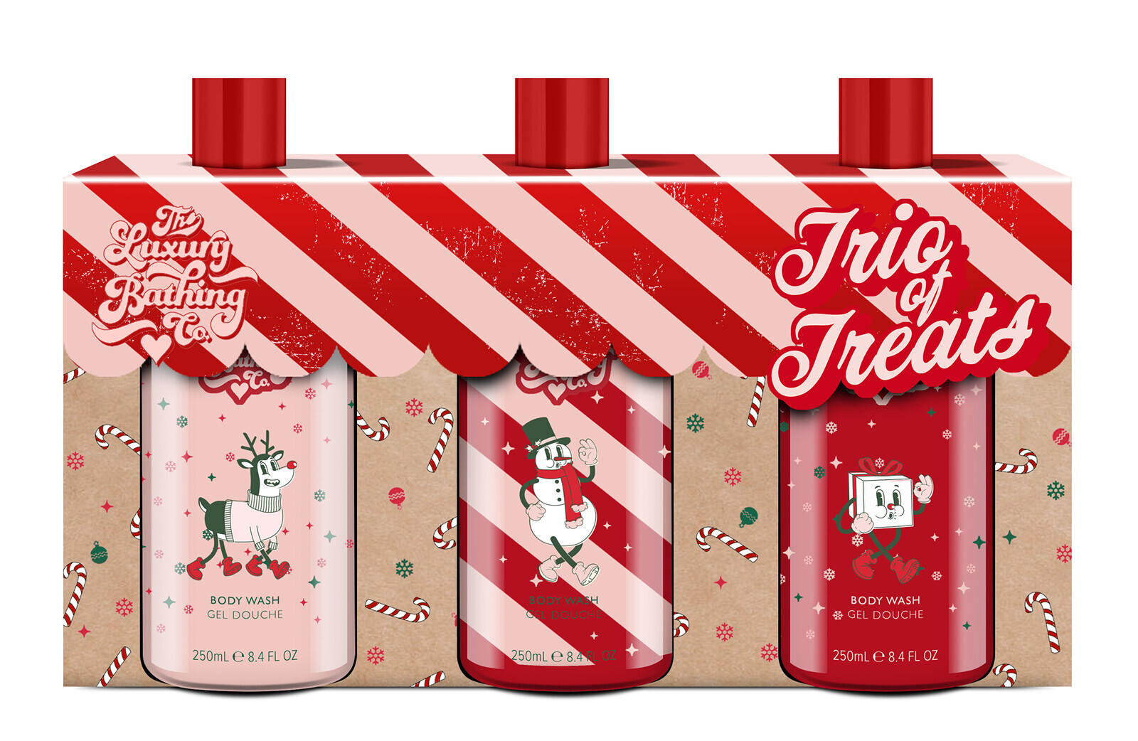 The Luxury Bathing Company Dárková sada sprchových gelů Vánoční cukrovinky, Kakao & Vanilka 3 x 250 ml