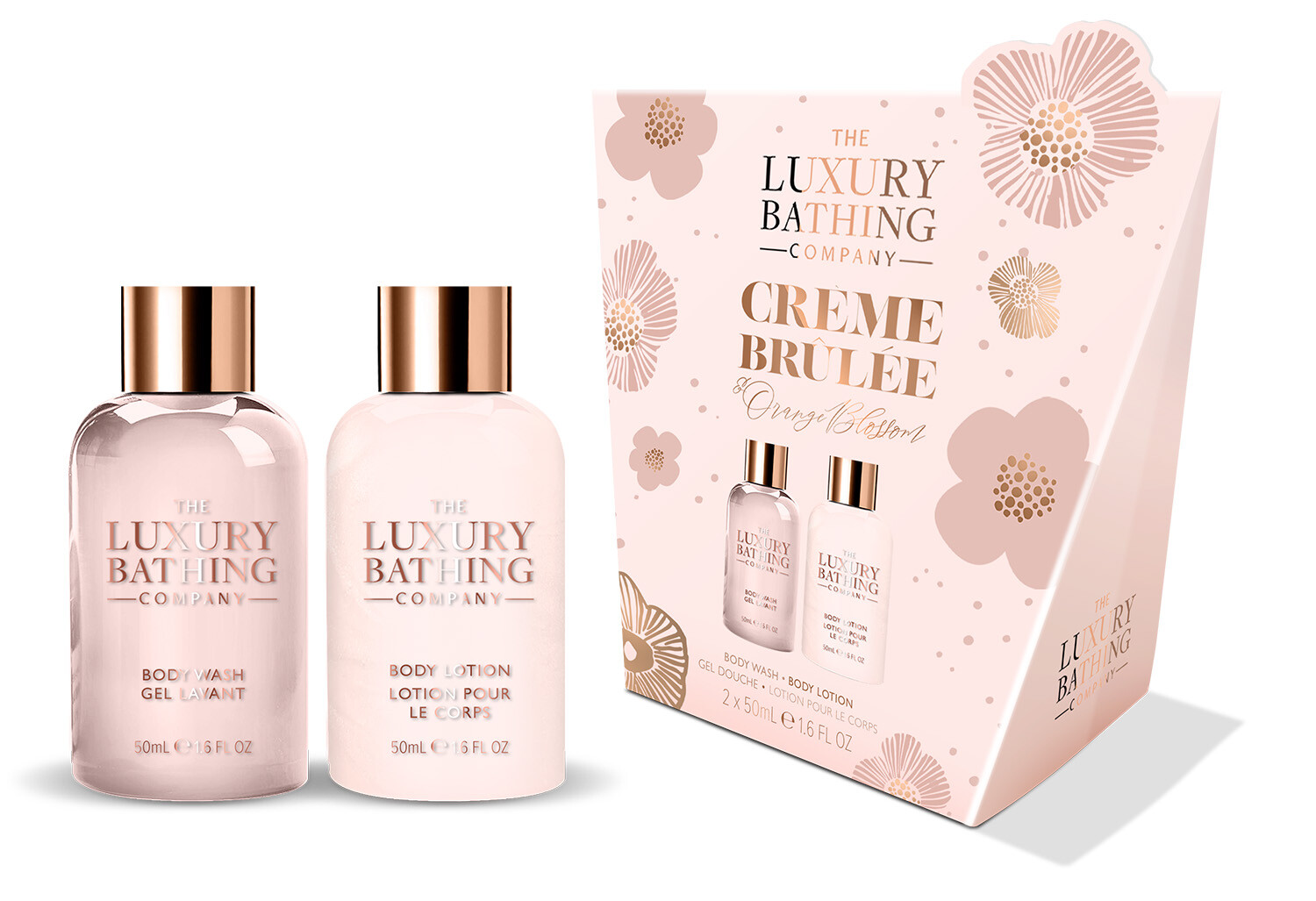 The Luxury Bathing Company Dárková mini sada péče o tělo Creme brulée, Pomerančový květ & Vanilka 2 ks
